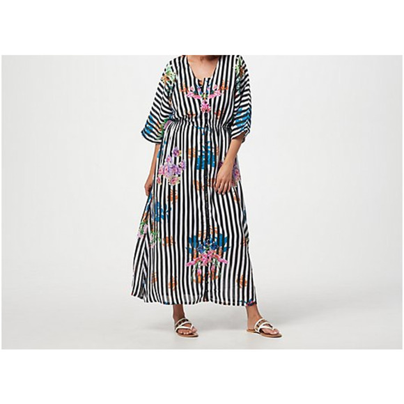 Tolani Collection Women's Printed Lined Woven Maxi Dress Striped Floral XS Pet - Picture 2 of 6